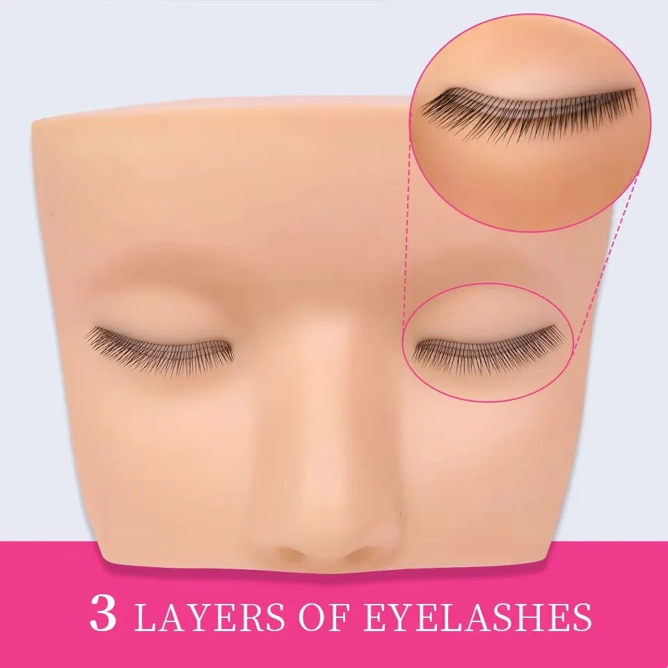Eyelash Extension Training Kit for Beginners Practice Model Head Mannequin Eye Pads Tweezers Brushes Makeup Set Practice Eyelash