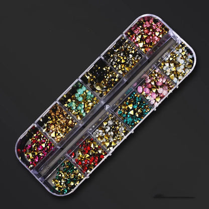 Nail Art Rhinestones Kit 2400pcs Nail Gems Ab Flatback Rhinestones Gems Stones with Storage Organizer for Design Bright Holiday