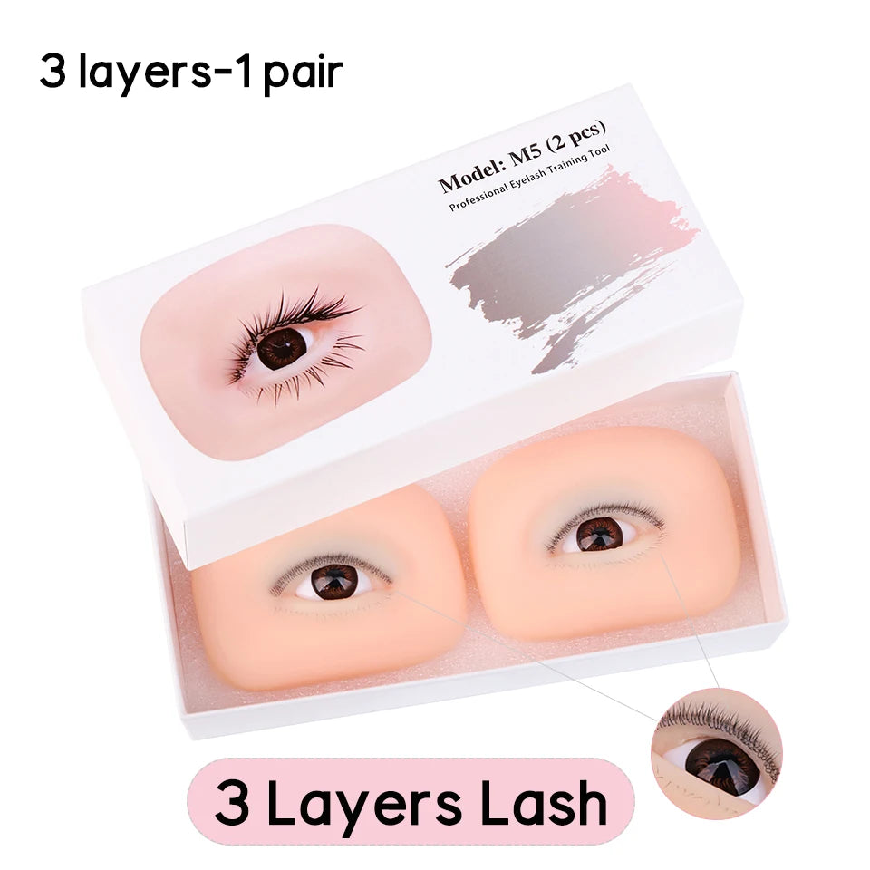 Eyelash Extension Training Kit for Beginners Practice Model Head Mannequin Eye Pads Tweezers Brushes Makeup Set Practice Eyelash