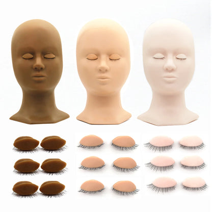 Mannequin Head For Eyelash Extension Training kit With Removable Eyelids Silicone Cosmetic Model Heads Makeup Tools Gel Material