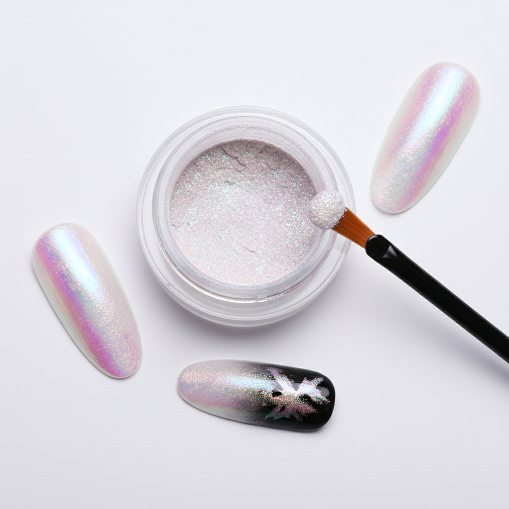 Pearl White Aurora Chrome Nail Powder